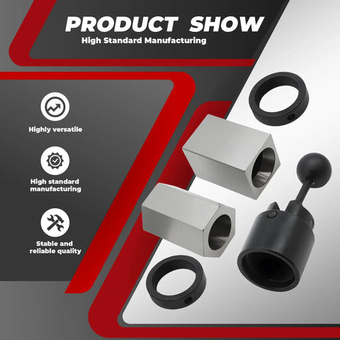 Beefy 5C Collet Block For Lathes And Mill Machines Featuring Hex Square Mount Accepting 1/16 To 1 1/8 Inch Bars Forged From Tough Alloy Steel With Secure Collet Closer For No Nonsense Daily Shop Tasks, showcasing collet block components.