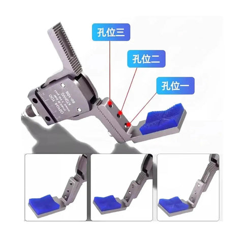 Close-up view of Beefed-Up Pneumatic Fixture Cylinder With Four Claw Clamp, Sensor Switch, Mechanical Arm Gripper Finger, Water Spout Clip For Precise Robotic Fixturing And Assembly Line Automation Model Ahvg35.