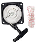 Easy Start Recoil Pull Starter Rope Kit For Earthquake E43 E43CE E43WC MD43 Dethatcher Tillers And 43Cc Viper Engines MC43 MC43CE MC43E MC43ECE MC43RCE Water Pump DP10P WP4310 Red Max BC430WE BC441DWM BC44, featuring pull handle and rope.