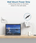 10 Ft Heavy Duty Braided Extension Cord With Surge Protector Power Strip, 8 Outlets And 4 USB Ports mounted on wall.