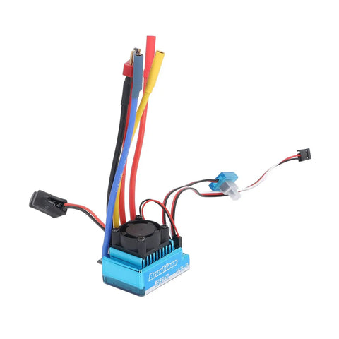 Eighty Amp Waterproof Brushless Electronic Speed Controller for One Tenth Scale RC Cars and Boats with wires and cooling fan