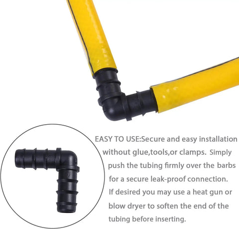 Drip Irrigation Fittings Kit With Half Inch Tubing Set 40 Pieces Of Barbed Connectors Including 10 Tees 10 Couplings 10 Elbows And 10 End Cap Plugs Durable UV Stabilized Plastic For Quick No Fuss Garden Sprinkler System elbow fitting