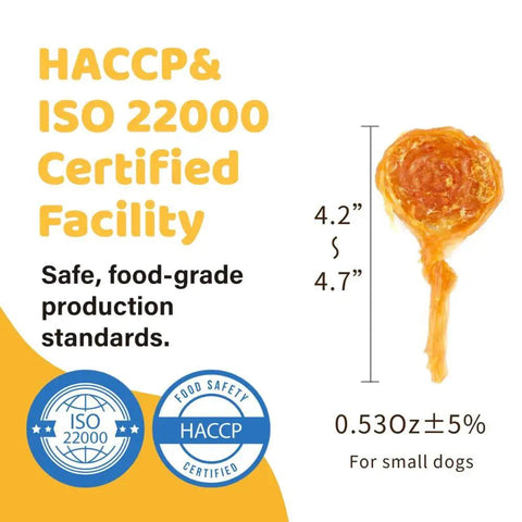 Turkey Tendon Chews For Dogs 40 Count Bulk Pack 100 Percent Turkey Sourced In The US Hypoallergenic All Natural Pup Treats Rawhide Alternative Lollipop Size HACCP ISO certified facility