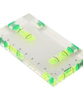 Transparent Bubble Level showing dual vials and built-in ruler, size 95 x 51 x 13 mm, lightweight for accurate leveling.