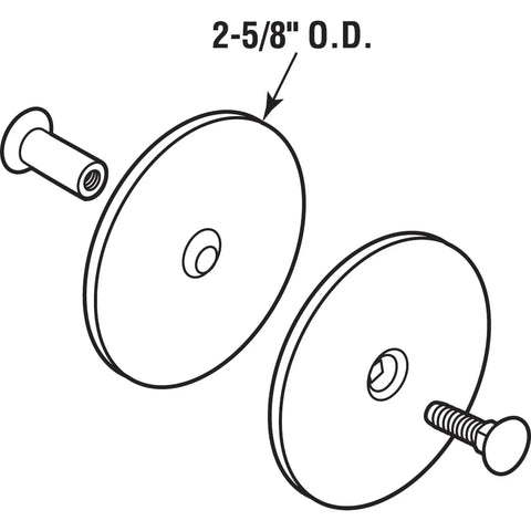 Steel Door Hole Cover Plate Matte Black Two And Five Eighths Inch Diameter Fits Doors Up To One And Three Quarters Inches Thick Conceals Unused Knob Latch Or Deadbolt Holes Lock Security Plate Single Pack diagram showing components and measurements