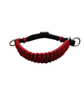 Side Pull Hackamore Whoa Bitless Bridle Attachment For Your Headstall Turn Any Bridle Into A Gentle Bitless Ride Easy Clip On Design All Sizes Red Black Or Brown Chinstrap For Horse Tack Training And Everyday Riding shown with red and black paracord design
