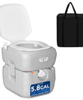5.8 Gallon Portable Camp Toilet For Adults With Detachable Waste Tank, Level Indicator, and Carry Bag displayed