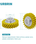 4 Pack Mixer Worm Gear And Carbon Brush Replacement Kit for stand mixers showing yellow worm gear dimensions