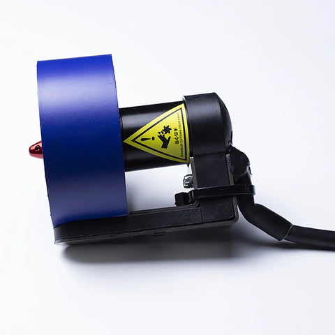Side view of U5 Underwater Thruster 12-24V 800W Brushless Motor, blue casing, CCW propeller visible.