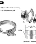 5 Inch Stainless Steel 304 V Band Clamp For Exhaust Flanges, showing durable bolt style fit for 5 inch OD and ID pipes