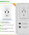 Dual USB Wall Receptacle 15A Tamper Resistant Outlet Cover With 4.2 Amp Fast Charging Ports LED Indicator UL Listed Electrical Faceplate, modern design.
