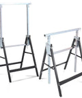 Two Pack Saw Stand Sawhorse With Adjustable Seven Level Quick Build Foldable Heavy Duty Miter Saw Stand Max Capacity 440 Lbs Black and Chrome