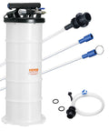 Heavy Duty 6.5 Liter Oil Extractor Pump Featuring Pneumatic And Manual Modes, includes suction tubes and sealing rings.