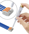 Fifty Pack Four Conductor Quick Grip Lever Wire Nuts For No Sweat Electrical Splicing 28 To 12 AWG shown with screwdriver.