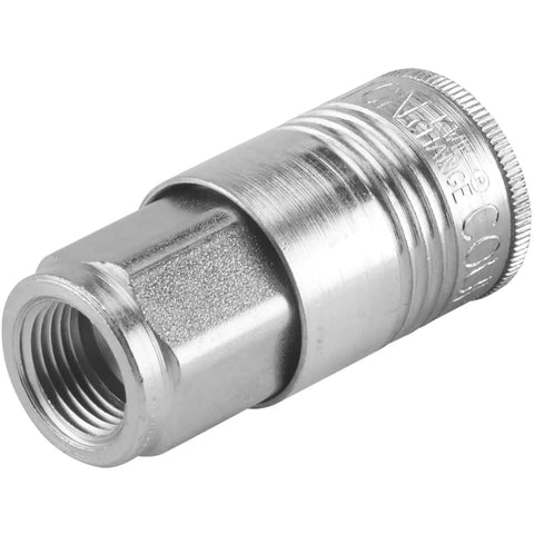 Three Eighths Inch FNPT P Style Air Coupler With Eight Locking Balls, Buna N Seal, 300 PSI Max, Up To 68 CFM, Pro Grade Quick Connect, Box Of 5, Made In USA, Ideal For Shop Air Lines And Compressors