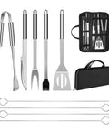 Stainless Steel Barbecue Utensil Set With Carry Bag Professional Grill Tools Rust Resistant Dishwasher Safe Heat Resistant Handles