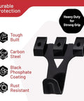 Heavy duty black carbon steel picture hanging hook for secure mount from Complete 303 Piece Picture Hanging Hardware Kit With Heavy Duty Wall Hooks Drywall Anchors And Screw Assortment For Rock Solid Gallery Displays No Sweat Installation.