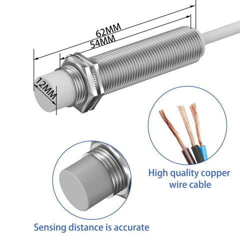 Capacitive Proximity Sensor, 3-Wire, 10 to 30 V DC, NPN and PNP Output, IP65 Rated, Flush Mount or Non-Flush, Industrial Non-Contact Switch