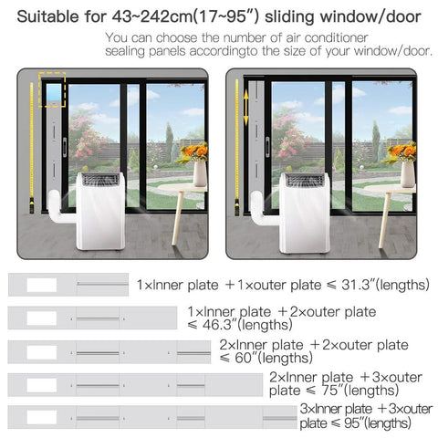 Installed Sliding Door Air Conditioner Vent Kit With Universal Five Point Nine Inch Hose And Coupler for window or sliding glass doors.