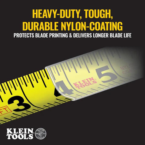 Close-up of Heavy Duty Pro-Grade 16-Foot Tape Measure With Single Hook Nylon Reinforced Blade And Metal Belt Clip in use