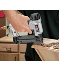 Dead Simple Six Gallon Pancake Air Compressor Bundled With Three Pro Nail Guns Including Finish Nailer Brad Nailer And Pin Nailer Plus Rugged Hose For Any Weekend Warrior Project, using a finish nailer on wood.
