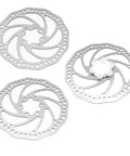 Three Disc Brake Rotor 160mm with Six Bolts Stainless Steel for MTB Mountain Road BMX Bikes displayed on a white background