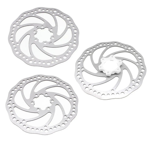 Three Disc Brake Rotor 160mm with Six Bolts Stainless Steel for MTB Mountain Road BMX Bikes displayed on a white background