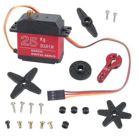 Heavy Duty Digital Servo With Solid Metal Gears Pushing A Sick 25kg Of Pure Torque To Crush Any Off Road Track On Rc Cars Boats And Robot Kits, components included.
