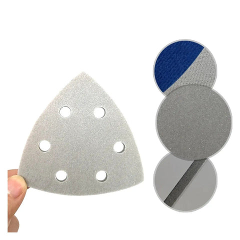 90mm Triangle Sanding Discs With Six Holes For Hook Loop Backing, Premium Wet Dry Sponge Sandpaper for surface smoothing.