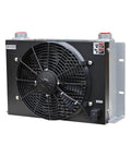 High Flow 200 Liters Per Minute Hydraulic Oil Cooler With Air Cooled Radiator, front view, showing fan and rugged design.