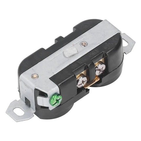 Rock Solid Double Industrial Outlet Socket Heavy Duty Power Receptacle showing dual receptacle design, copper pins and metal casing.