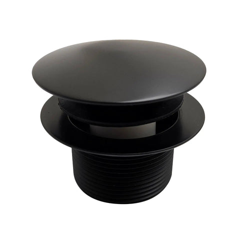 Coarse Thread One And A Half Inch NPSM Mushroom Tip Toe Bathtub Drain Stopper Matte Black With Full Coverage Cap And No Fuss Easy Push To Close