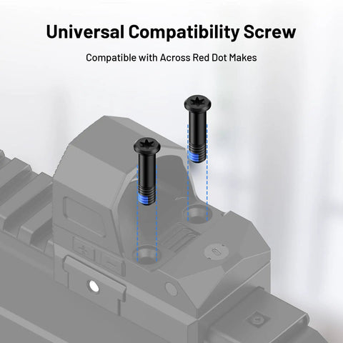 Red Dot Optics Screw Kit With M4 Screws 6mm Diameter, shown installed on DeltaPoint Pro mount, heavy duty with blue thread locker