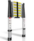 12.5 Foot Aluminum Telescoping Ladder With Two Replacement Non Slip Rubber Covers Portable Multi Purpose Extension Ladder for DIY Projects