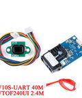 Top Shelf TW10S UART Laser Distance Sensor Module featuring precision infrared ranging, wires for connection, and compact design.