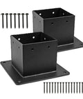 Beefed Up Heavy Duty 4x4 Post Base Bracket Set With 3.3 By 3.5 Inch Inner Size For Fence Deck Patio Porch Backyard Pergola Gazebo Structural Support Stand With Pre Drilled Mounting Holes shown with screws
