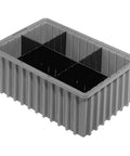 Heavy Duty Plastic Slotted Dividable Modu Box Stackable Grid Storage Tote Container 16.5 Inch Long 10.9 Inch Wide 6 Inch High 8 Pack Gray