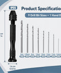 Badass Mini Micro Drill Bit Set With Tough Pin Vise And Slick Carburetor Jet Plus Jeweler Twist Bits From Point Five To Three Millimeters showing drill sizes and hand drill.