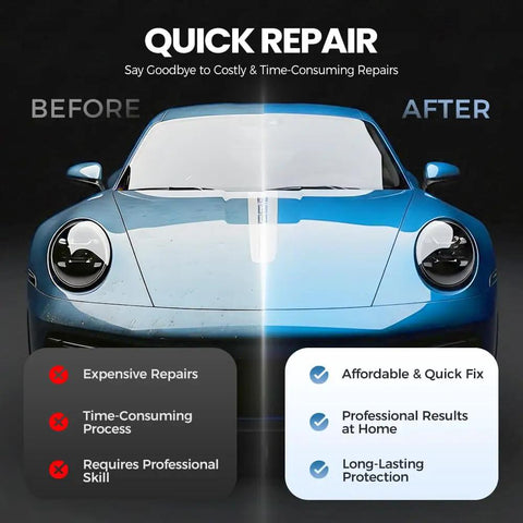 Side-by-side view of a car showing before and after using Car Scratch Remover Pen New Upgrade 2026 Easy To Use Touch Up Pen For Cars.