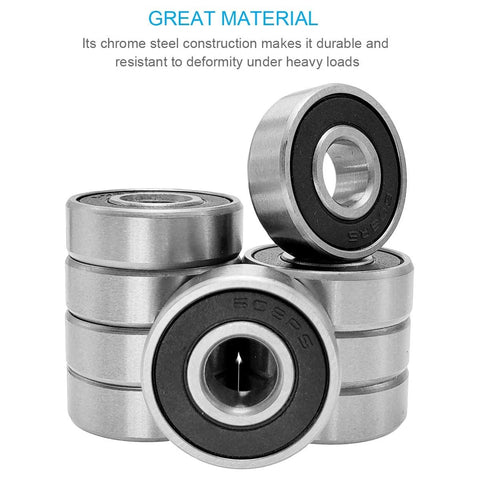 Stack of rubber sealed ball bearings with chrome steel construction