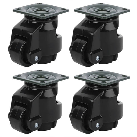 Heavy Duty Level-Adjust Caster Wheels Set, 4 Pack Nylon Swivel Casters For Moving Tables And Heavy Equipment, 360 Degree Rotation