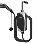 16 Amp Level 1 And Level 2 EV Charger With 25 Ft Cable, Portable Home Charging Station No Pro Needed, black and silver design