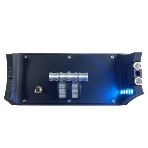 Aircraft Turbofan Engine Model Kit With Magnetic Base Tail And Side LED Lights Type C Charging Infinitely Variable Push Rod Speed 3D Printed Educational Techy Desktop Display Toy For Science Gift viewed from the side with LED lights glowing