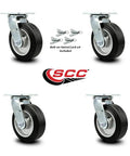 Roll Smooth And Hold The Line With This Heavy Duty Six Inch Caster Set Of Four with rubber wheels and stainless plates.