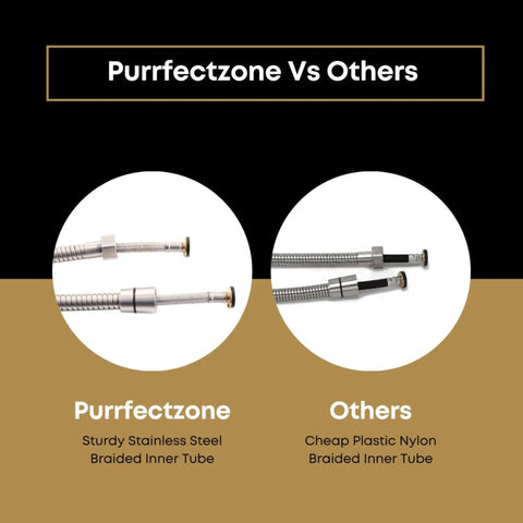 47 Inch Stainless Steel Bidet Hose Replacement Kit With Brushed Nickel Finish vs Others, showing quality tubing.