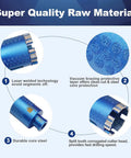 2 Inch Diamond Core Drill Bit Laser Welded Hole Saw With Five Eighths Eleven Thread For Granite Marble Hard Stone Reinforced Concrete Dry Or Wet Drilling 50mm Length - features highlights on laser welding, vacuum brazing layer, durable core steel, and split tooth cutter head.