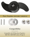 Prop And Nut Kit E For MKP-34 Compatible With MKP-33 And MKP-38 Trolling Motors showing propeller, pins, washers, and nuts