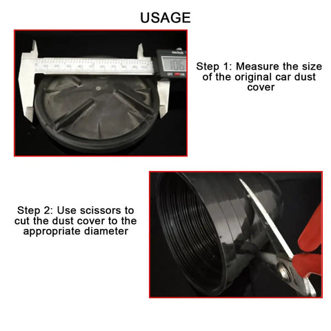 Measuring 2 Pack Silicone Car Headlight Dust Covers Universal 100mm 4 Inch Dustproof Seals for size adjustment.