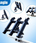 3 Pole Fishing Rod Holder With Aluminum 90 Degree Track Bracket Base, 360 Degree Rotating Deck Or Side Mount For Versatrack And Ranger Track Systems, Heavy Duty Boat Track Bracket on boat track