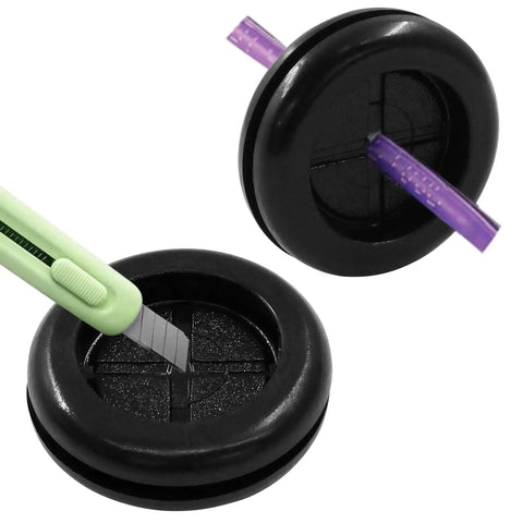 10 Pack 3/4 Inch Inner Diameter Rubber Grommets Black Double Sided Round Hole Plugs with cable and cutting tool.